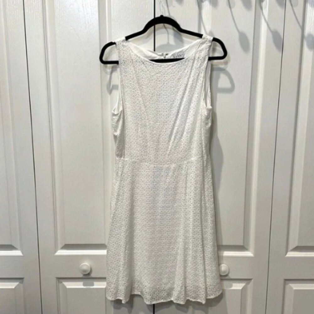 Nicole Miller White Floral Eyelet A-line Dress SZ 8